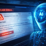AI phishing scam email warning illustration